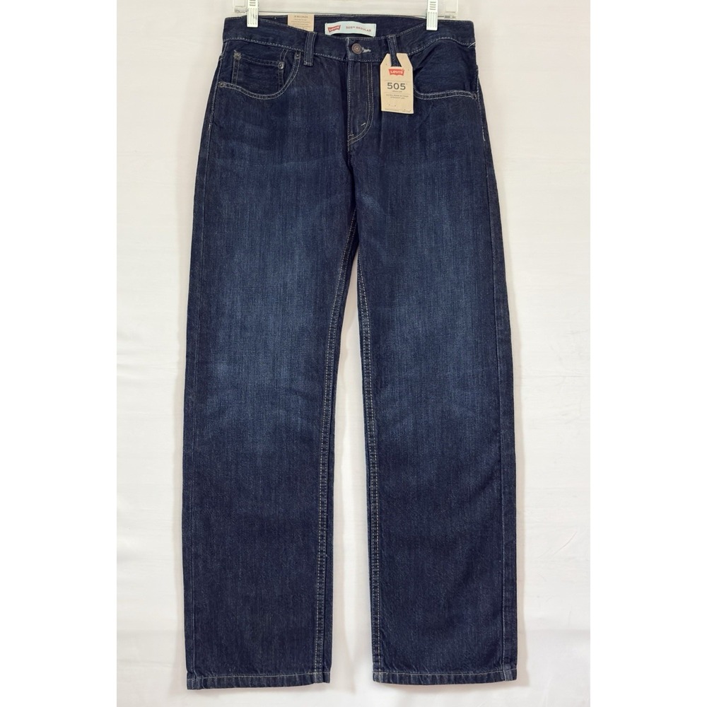 Levi's 505 Jeans Mens Blue Dark Wash Regular Fit Straight Leg 29x29 NwT
